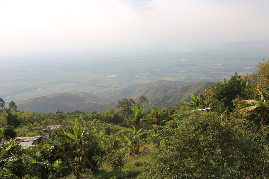 A scenic view of the valleys and fields in Colombia