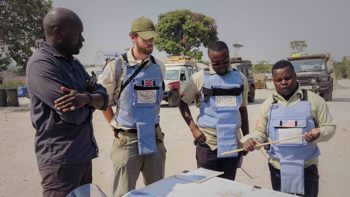 HALO staff studying plans in Angola