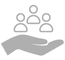 Hand holding 3 people icon