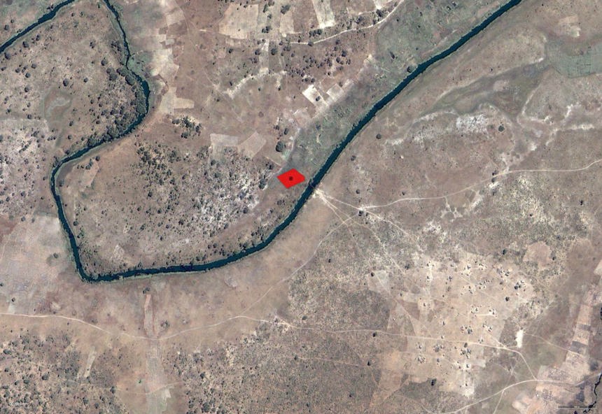 Satellite image of minefields along the Lomba valley