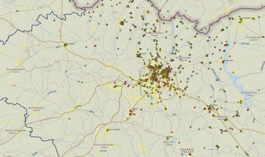 A map of Ukraine showing areas of contamination