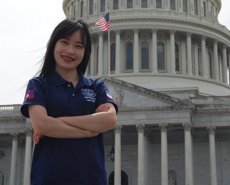 HALO staff member outside the Capitol building, Washington DC