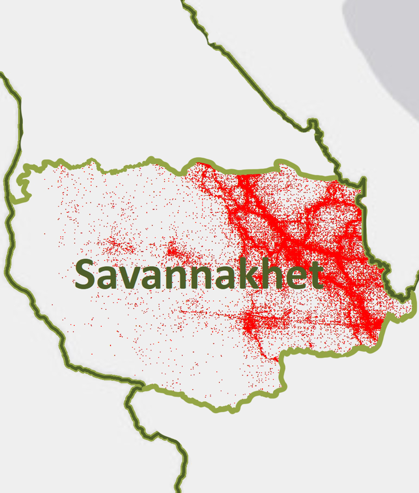 A map of Savannakhet showing bombing data