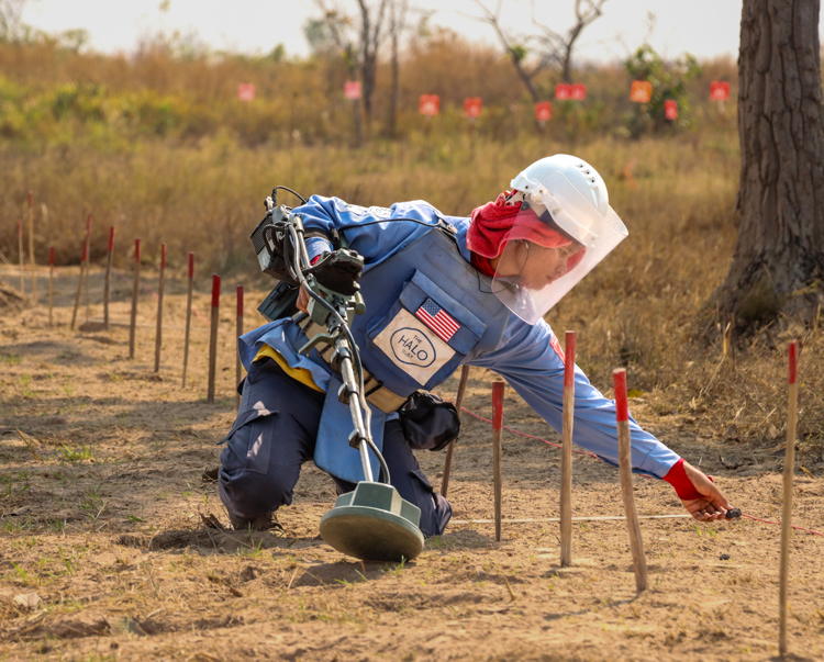 HALO staff member working at Rom Chek Agriculture Minefield