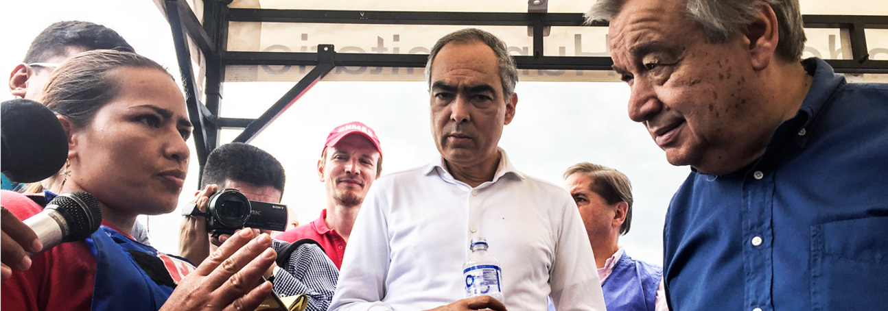 Antonio Guterres, the Secretary General of the United Nations, meets with HALO Colombia