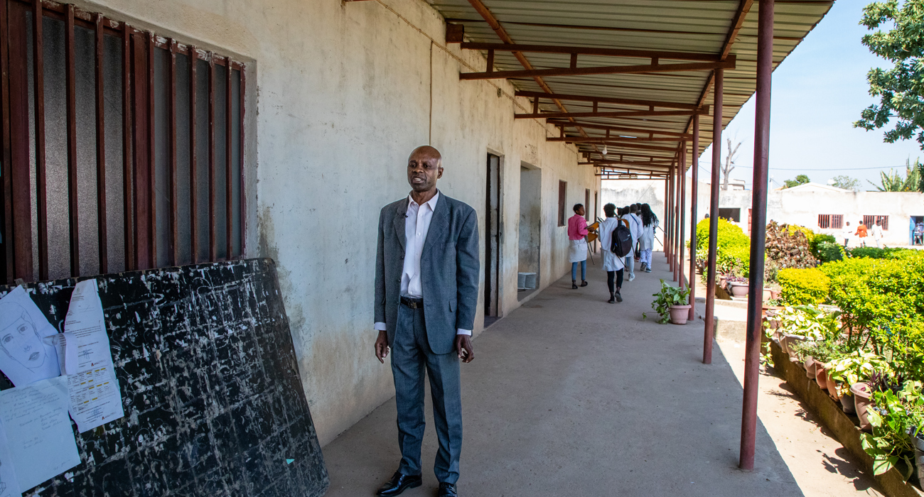 A teacher at Princess Diana School in Huambo