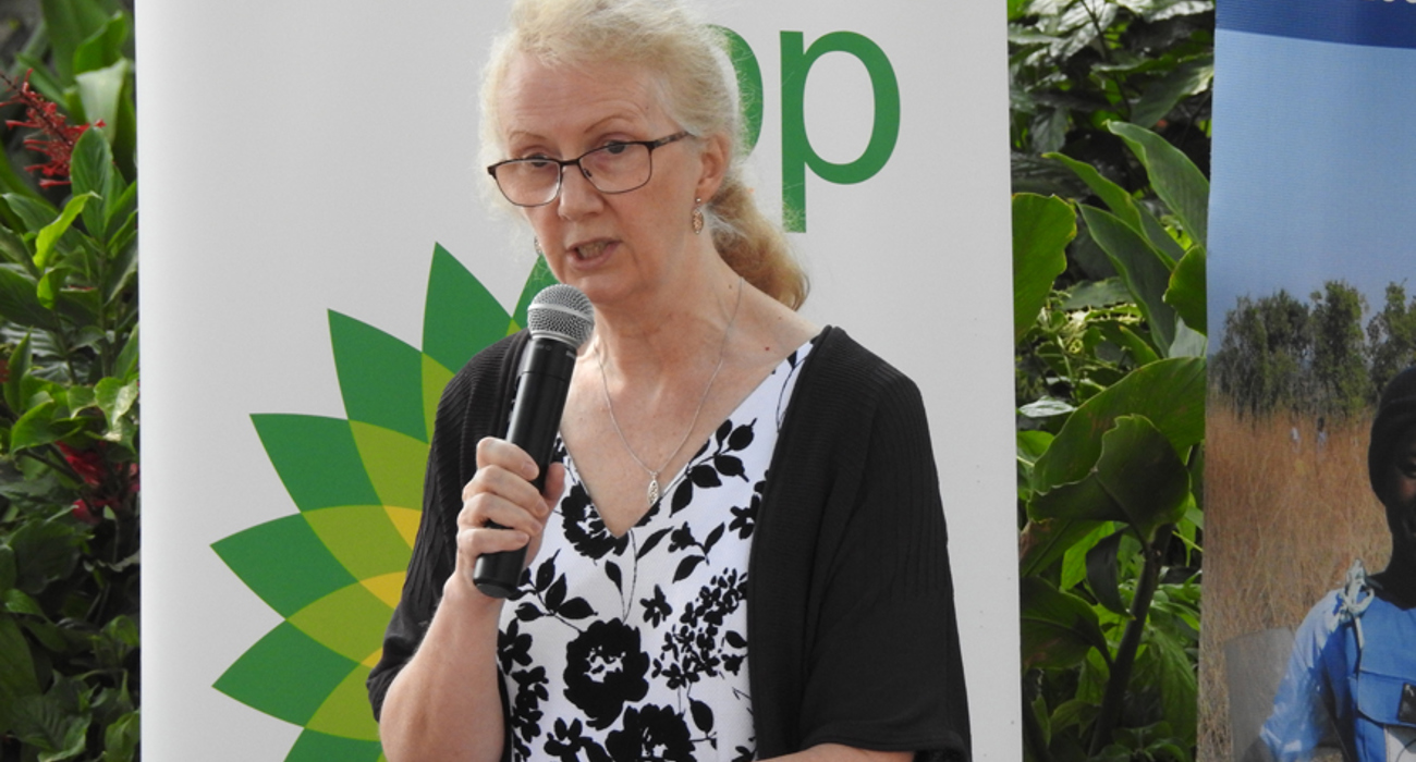 British Ambassador to Angola, Jessica Hand, speaking at the bp Angola grant signing ceremony in Luanda, May 2019