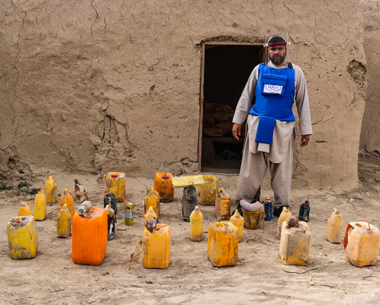 Explosive devices at a factory in Afghanistan