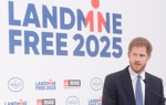 Prince Harry delivers a speech at the Landmine Free 2025 event hosted by HALO and MAG