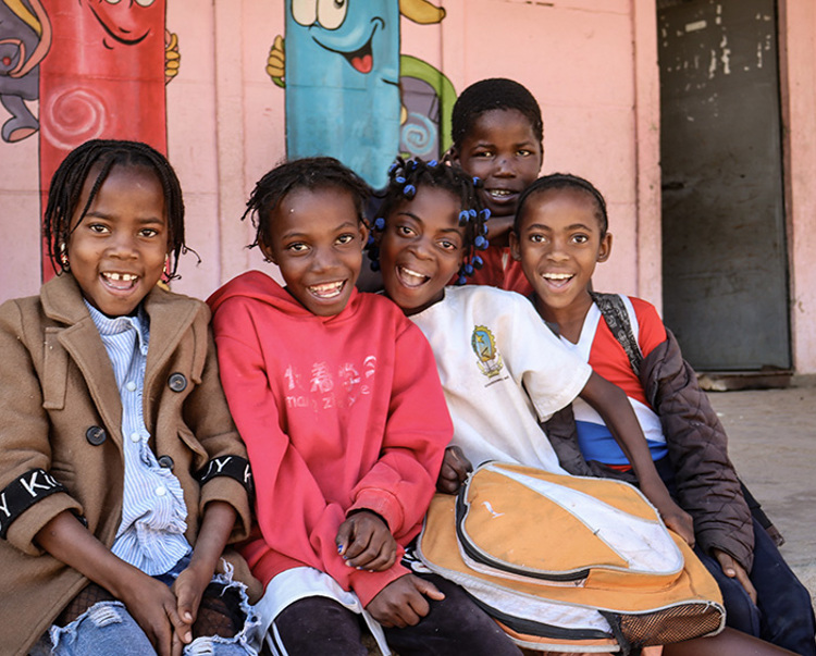 Group of smiling children in Angola
