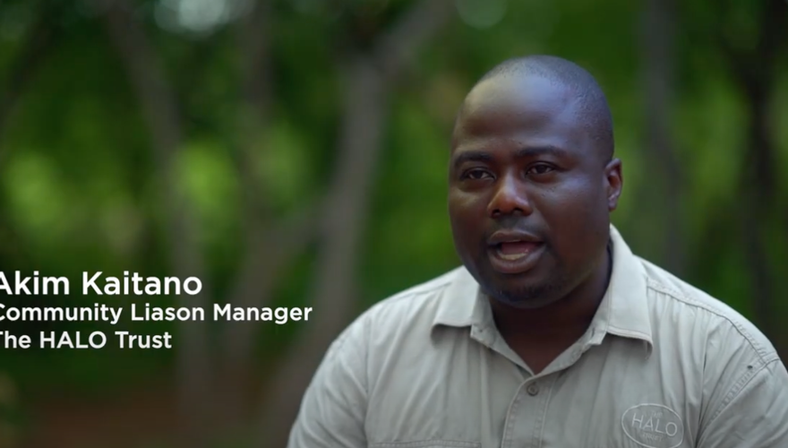 Akim, HALO's community liason manager speaks in a piece to camera