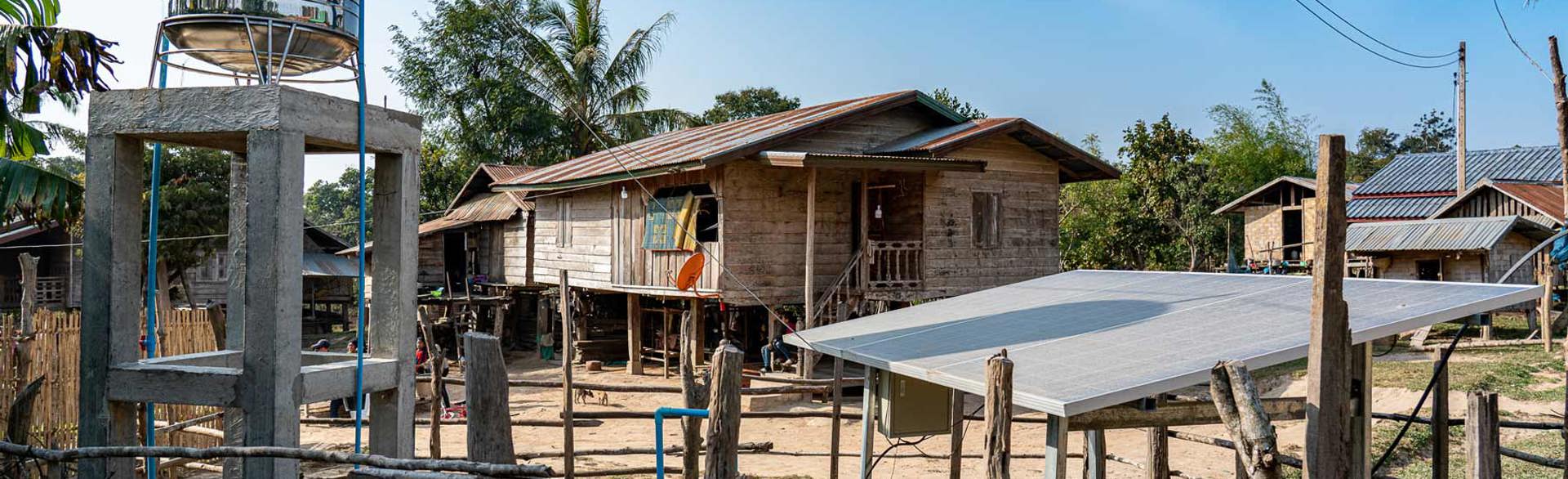 A solar powered water system in a Laos village