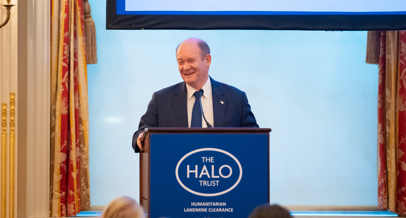 A man delivering a speech at The HALO Trust UN Event