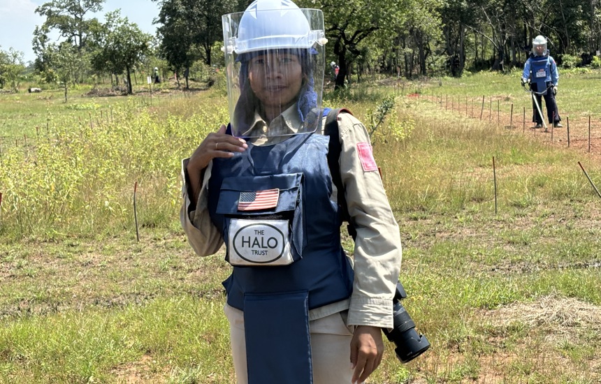 HALO Cambodia staff member wearing PPE