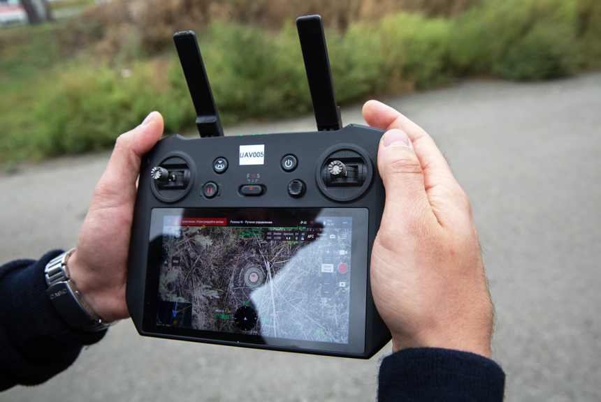 Close up of a controller used by drone pilot, Ihor Lee