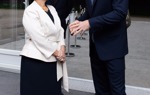 Former Secretary of State for International Development, Priti Patel talks with Prince Harry