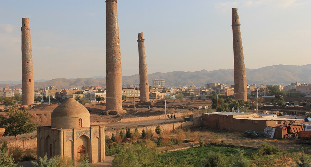 The minarets of the madrasa of Husain Baiqara, built by Sultan Baiqara in the 15th century