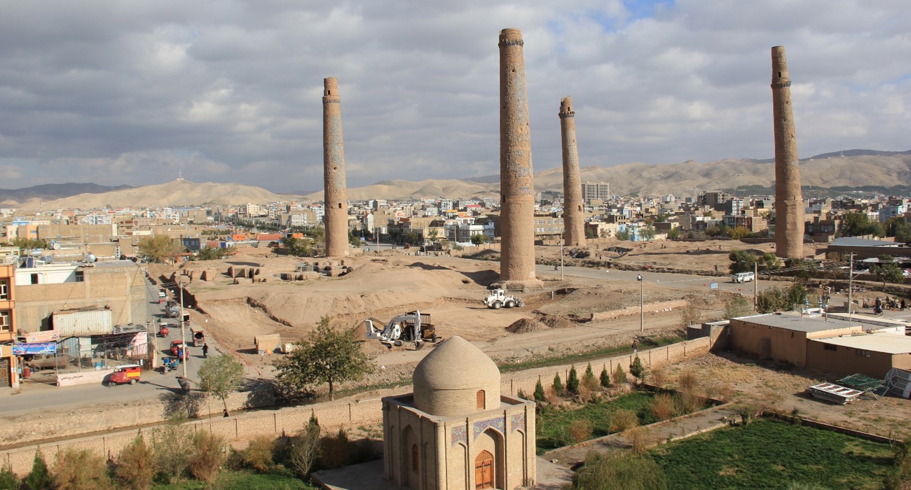 The minarets of the madrasa of Husain Baiqara, built by Sultan Baiqara in the 15th century